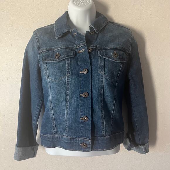 NEW Jessica Simpson Pixie Cropped Jean Jacket SZ Small Medium Wash - Picture 9 of 10